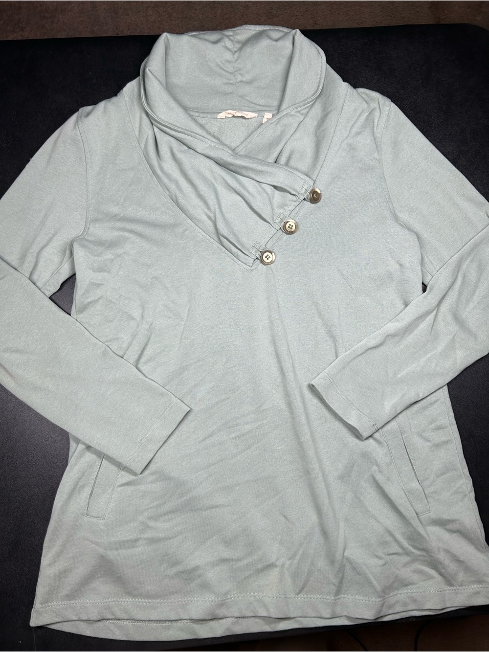 Soft Surroundings Size M Blue Brinley Cowl Neck Tunic Top